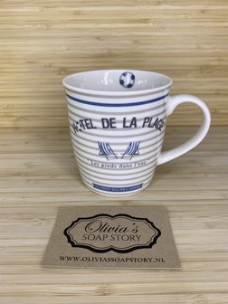 Witte koffie, thee mok / beker met tekst: Hotel de la Plage