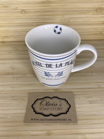 Witte koffie, thee mok / beker met tekst: Hotel de la Plage