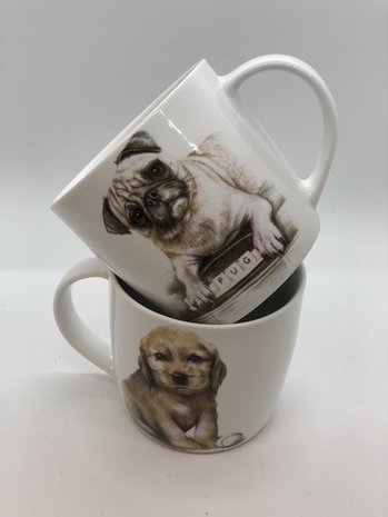 Cup hond porselein "PUG"